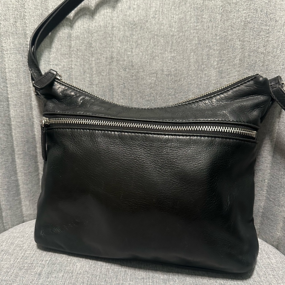 Margot New York Mary Leather Crossbody Bag in Black